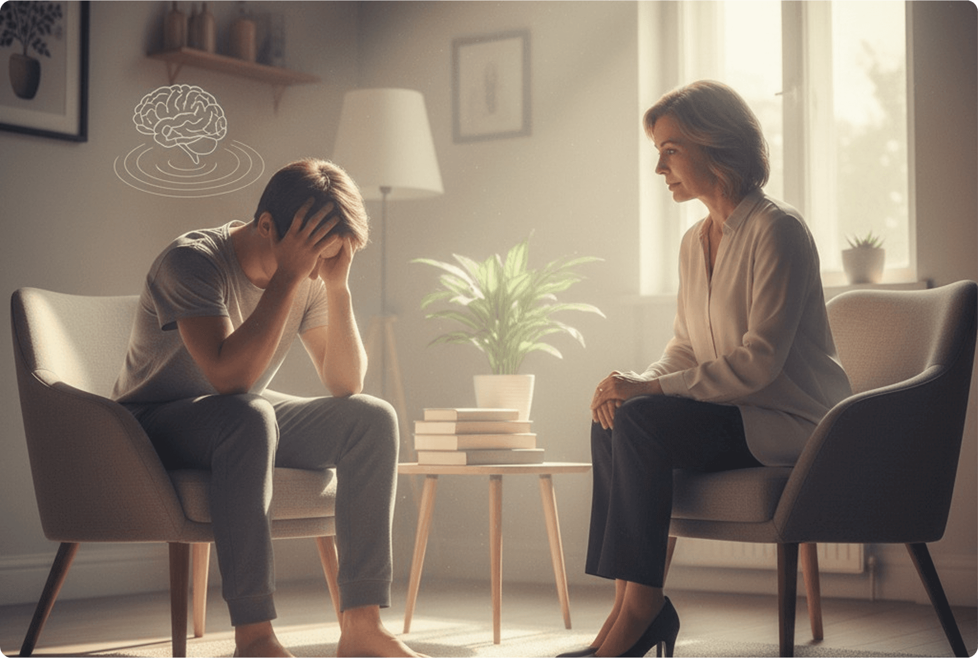 Pessoa em sessão de psicoterapia para tratamento de ansiedade no Rio de Janeiro